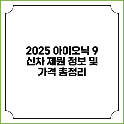 2025 아이오닉 9 신차 제원 정보 및 가격 총정리