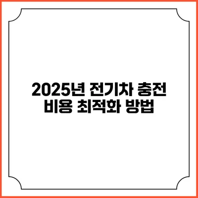 2025년 전기차 충전 비용 최적화 방법