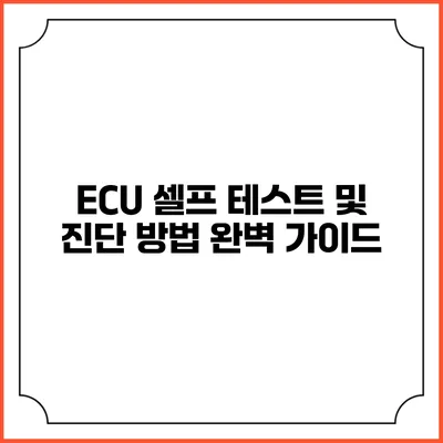 ECU 셀프 테스트 및 진단 방법 완벽 가이드