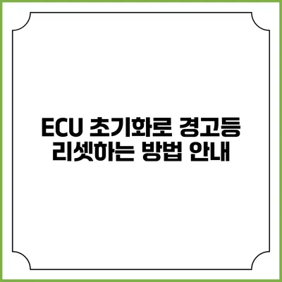 ECU 초기화로 경고등 리셋하는 방법 안내