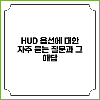 HUD 옵션에 대한 자주 묻는 질문과 그 해답