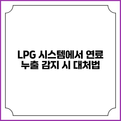 LPG 시스템에서 연료 누출 감지 시 대처법