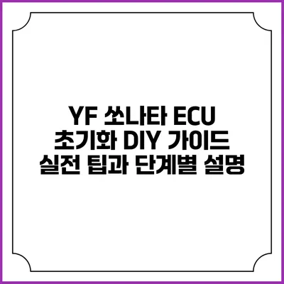 YF 쏘나타 ECU 초기화 DIY 가이드: 실전 팁과 단계별 설명