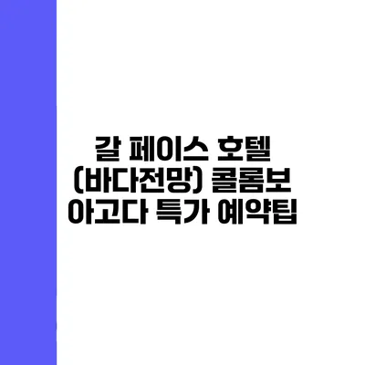 갈 페이스 호텔 (바다전망) 콜롬보 아고다 특가 예약팁