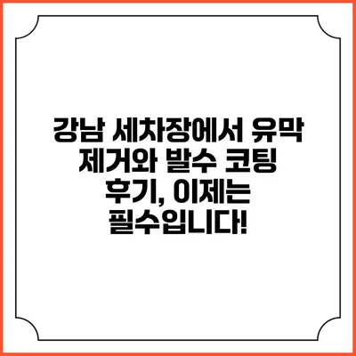 강남 세차장에서 유막 제거와 발수 코팅 후기, 이제는 필수입니다!
