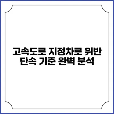 고속도로 지정차로 위반 단속 기준 완벽 분석