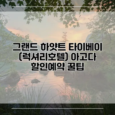 그랜드 하얏트 타이베이 (럭셔리호텔) 아고다 할인예약 꿀팁