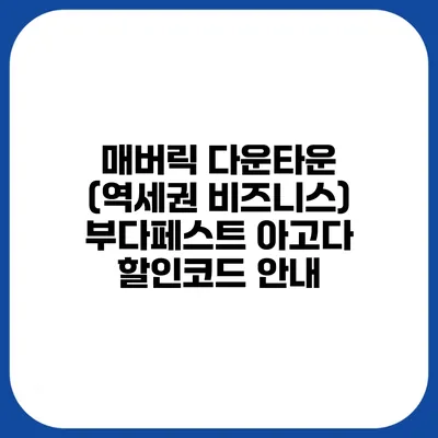 매버릭 다운타운 (역세권 비즈니스) 부다페스트 아고다 할인코드 안내