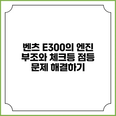 벤츠 E300의 엔진 부조와 체크등 점등 문제 해결하기