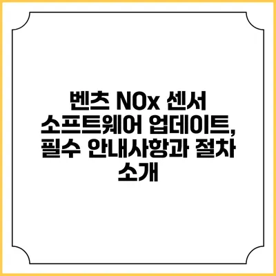 벤츠 NOx 센서 소프트웨어 업데이트, 필수 안내사항과 절차 소개