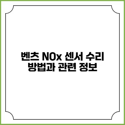 벤츠 NOx 센서 수리 방법과 관련 정보