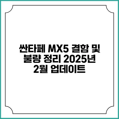 싼타페 MX5 결함 및 불량 정리: 2025년 2월 업데이트