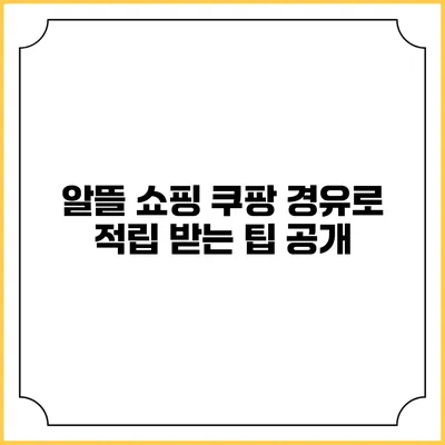 알뜰 쇼핑 쿠팡 경유로 적립 받는 팁 공개