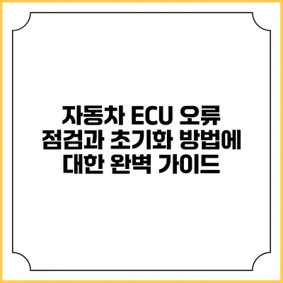 자동차 ECU 오류 점검과 초기화 방법에 대한 완벽 가이드