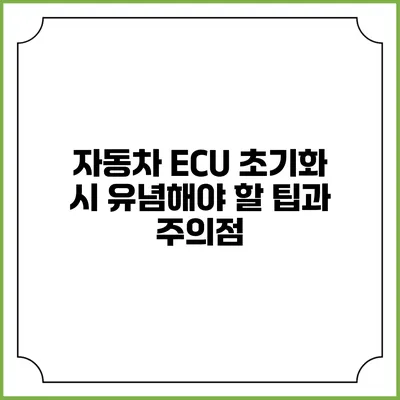 자동차 ECU 초기화 시 유념해야 할 팁과 주의점