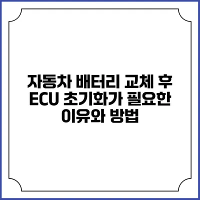 자동차 배터리 교체 후 ECU 초기화가 필요한 이유와 방법