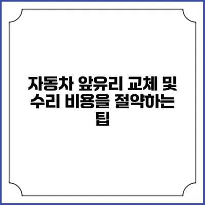 자동차 앞유리 교체 및 수리 비용을 절약하는 팁