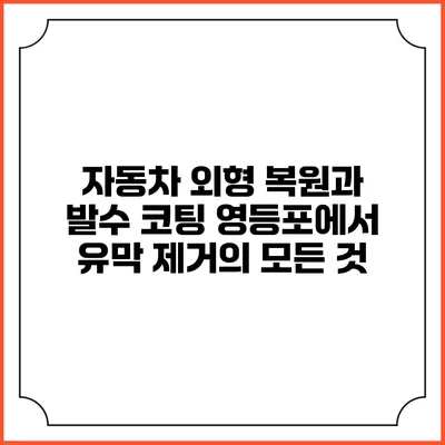 자동차 외형 복원과 발수 코팅: 영등포에서 유막 제거의 모든 것