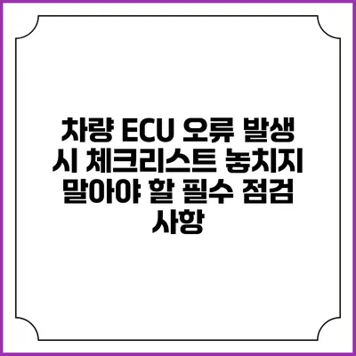 차량 ECU 오류 발생 시 체크리스트: 놓치지 말아야 할 필수 점검 사항