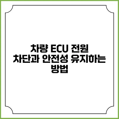 차량 ECU 전원 차단과 안전성 유지하는 방법