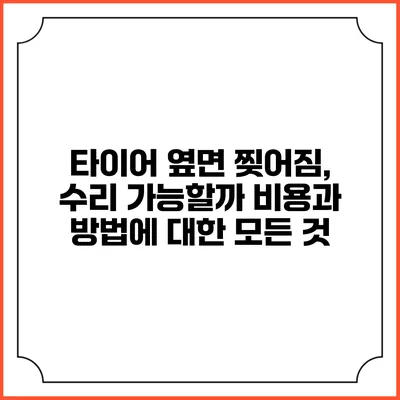 타이어 옆면 찢어짐, 수리 가능할까? 비용과 방법에 대한 모든 것