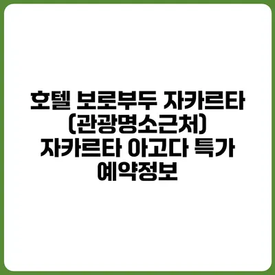 호텔 보로부두 자카르타 (관광명소근처) 자카르타 아고다 특가 예약정보
